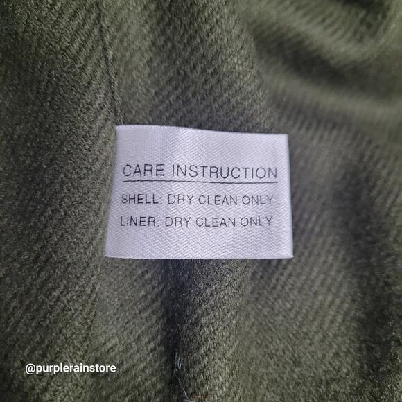 Vtg Gallery Hooded Duster Parka Jacket L Removable Hood Olive Classic 90's - Picture 10 of 16